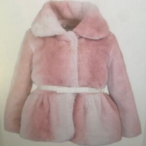 Pink Faux Fur Coat with Belt